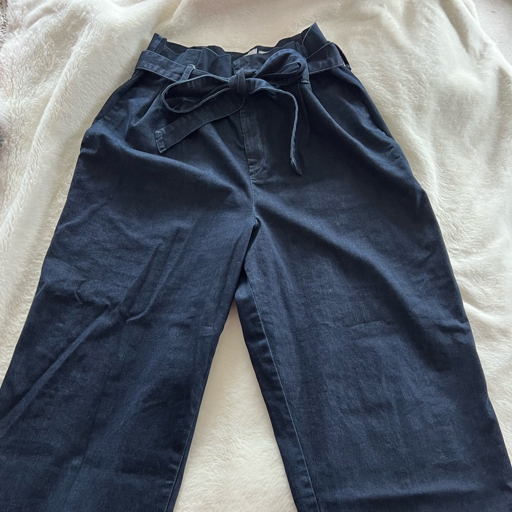 A New Day stretchy, cropped, wide leg jeans with belt tie